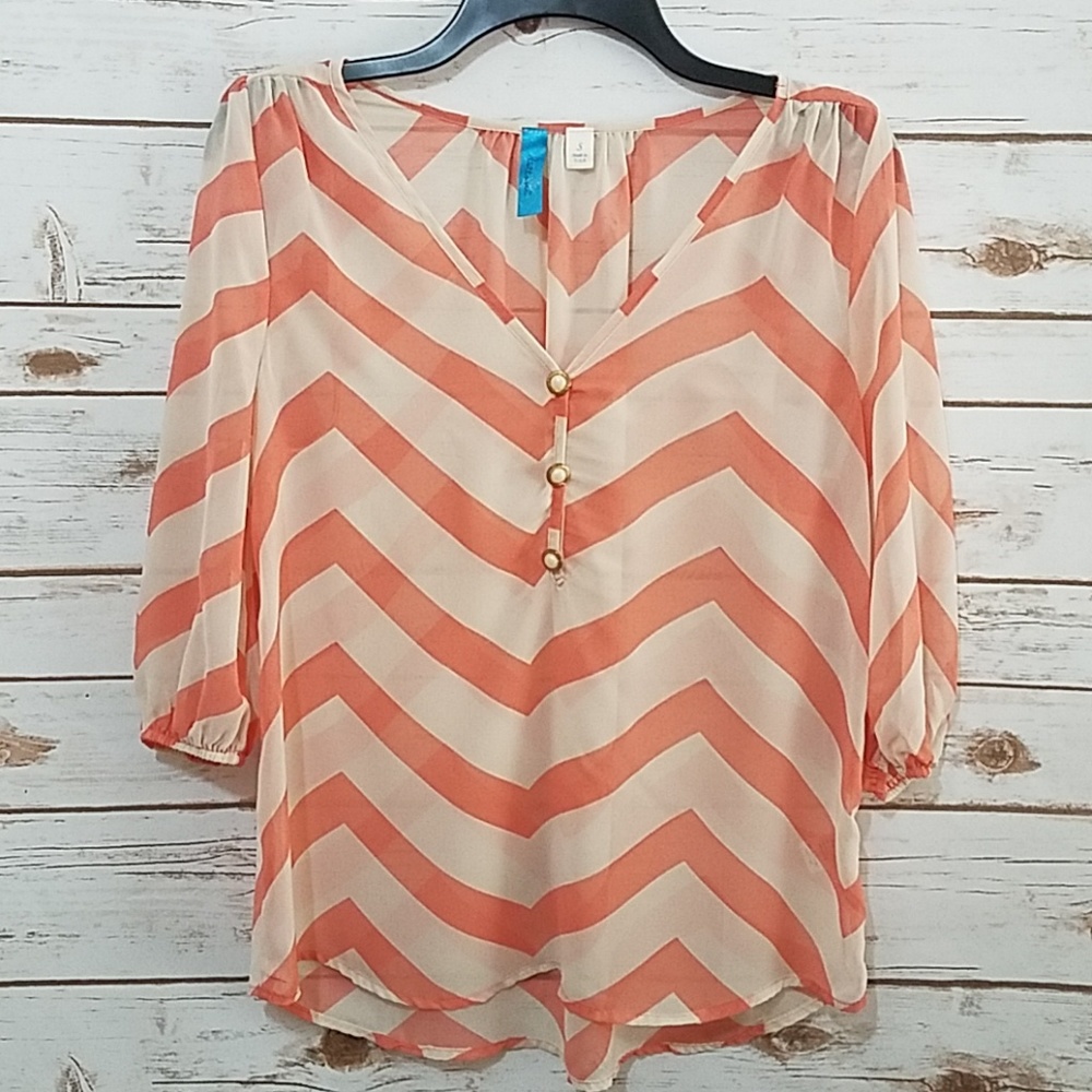 5/$30 🎀 Buttons | Romantic Boho Chevron Blouse Top